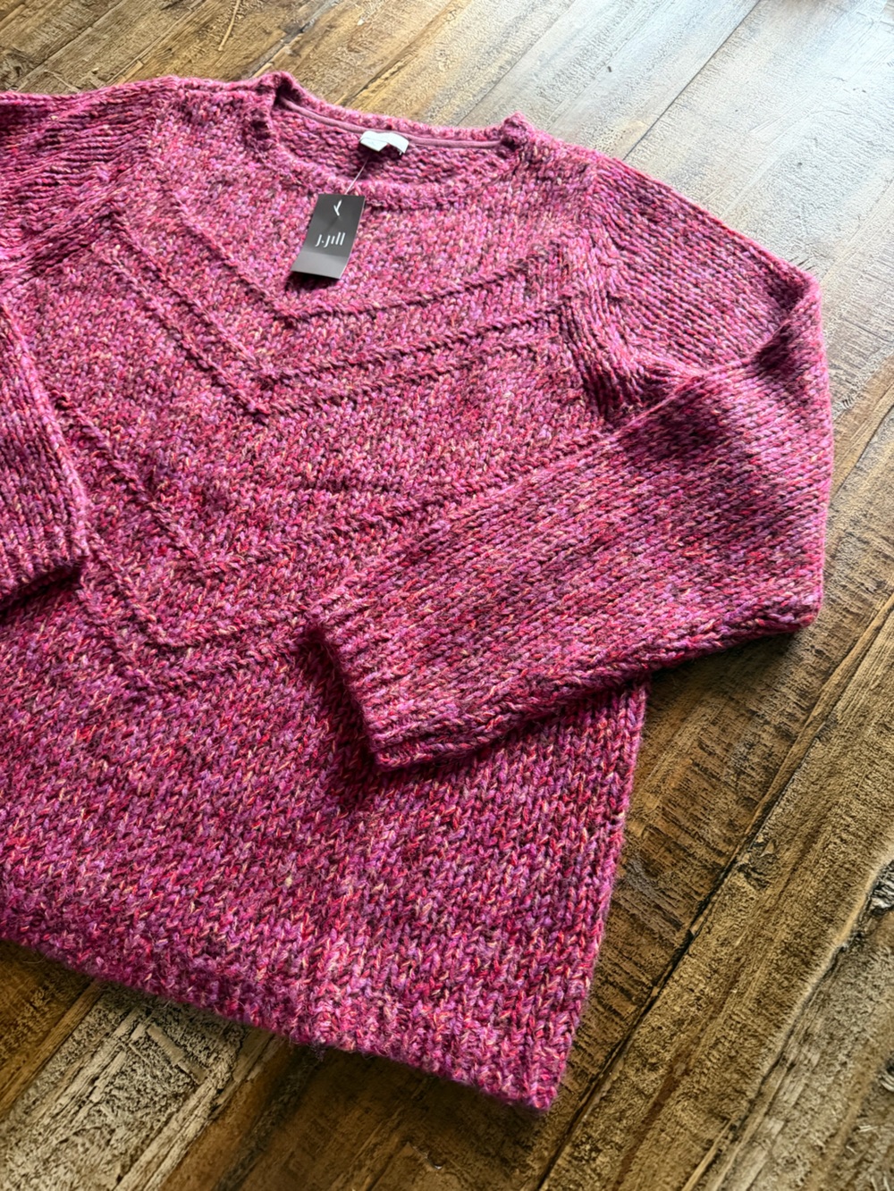 NWT J. Jill knit sweater thick and warm pink base cable knit XL petite stylish